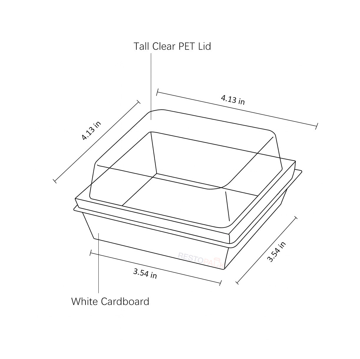 Small Square Cake Bakery Box with Clear PET Lid