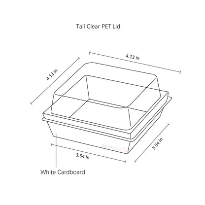 Small Square Cake Bakery Box with Clear PET Lid